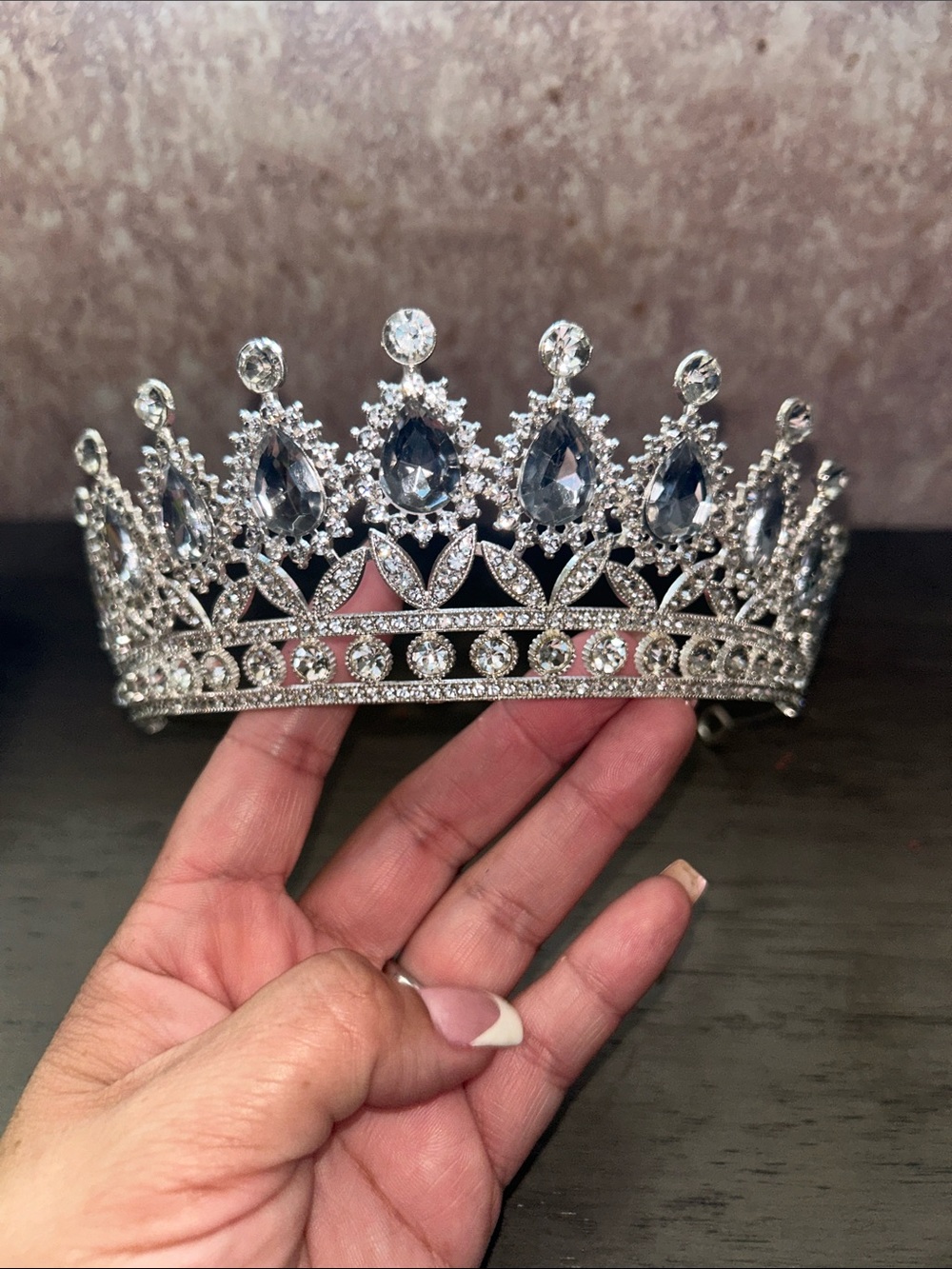 Sparkling Silver Teardrop Rhinestone Tiara